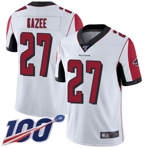 Atlanta Falcons Limited White Men Damontae Kazee Road Jersey NFL Football #27 100th Season Vapor Untouchable